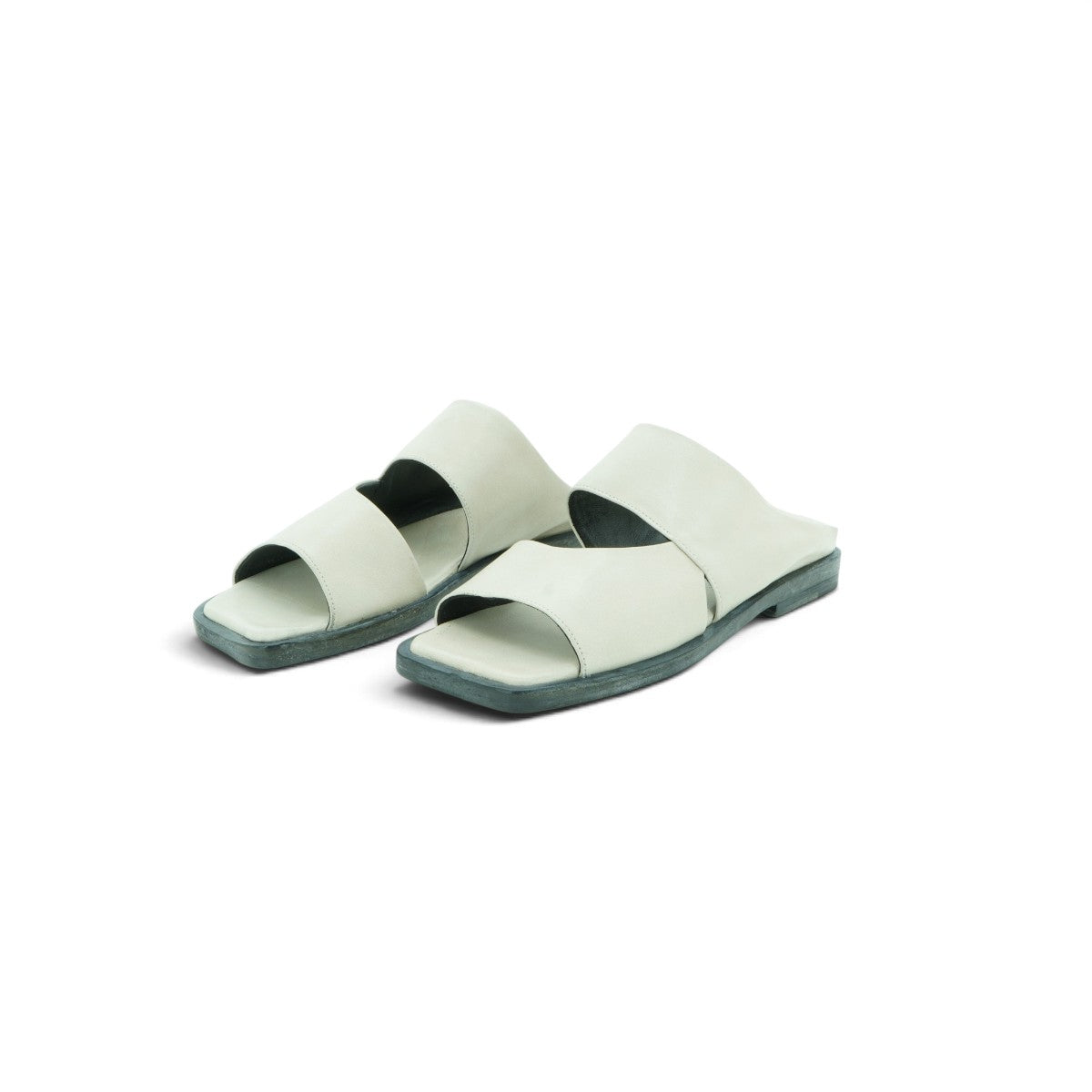 History Double-strap Flat Slide in Soft Cream