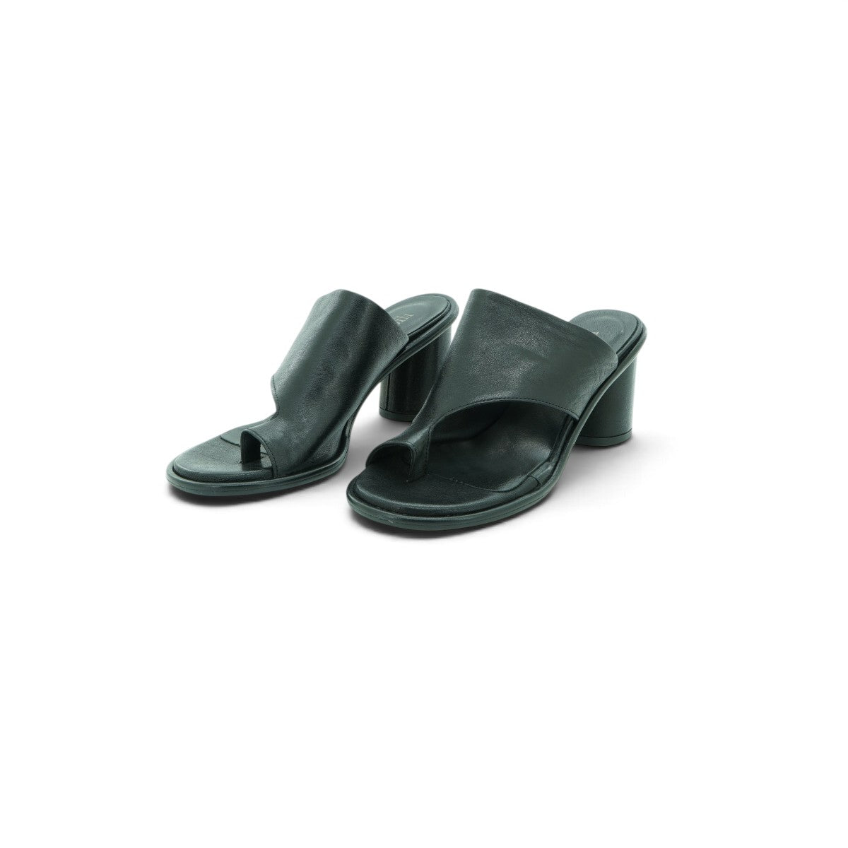 History Wide-strap Toe-post Mule in Supple Black