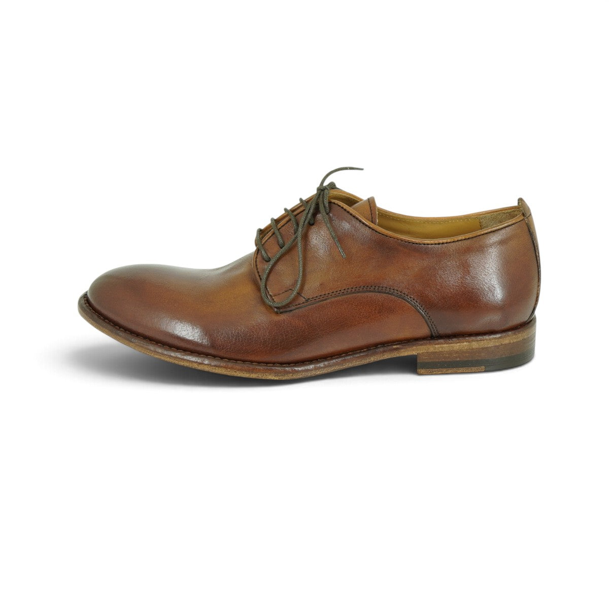 Martire Plain-toe Derby in Warm Cognac Burnished