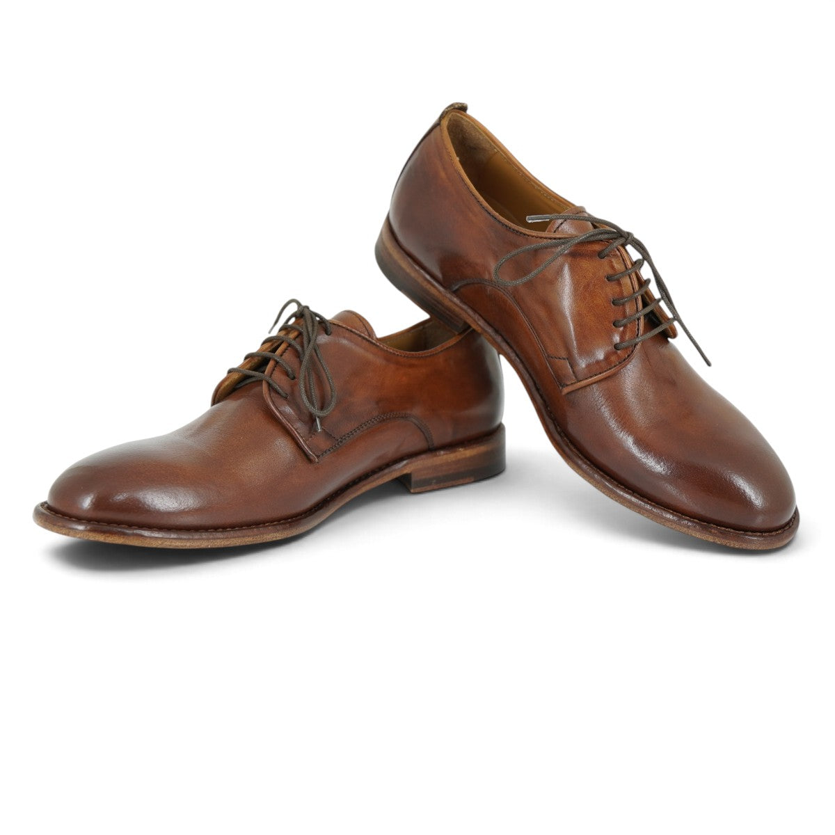 Martire Plain-toe Derby in Warm Cognac Burnished