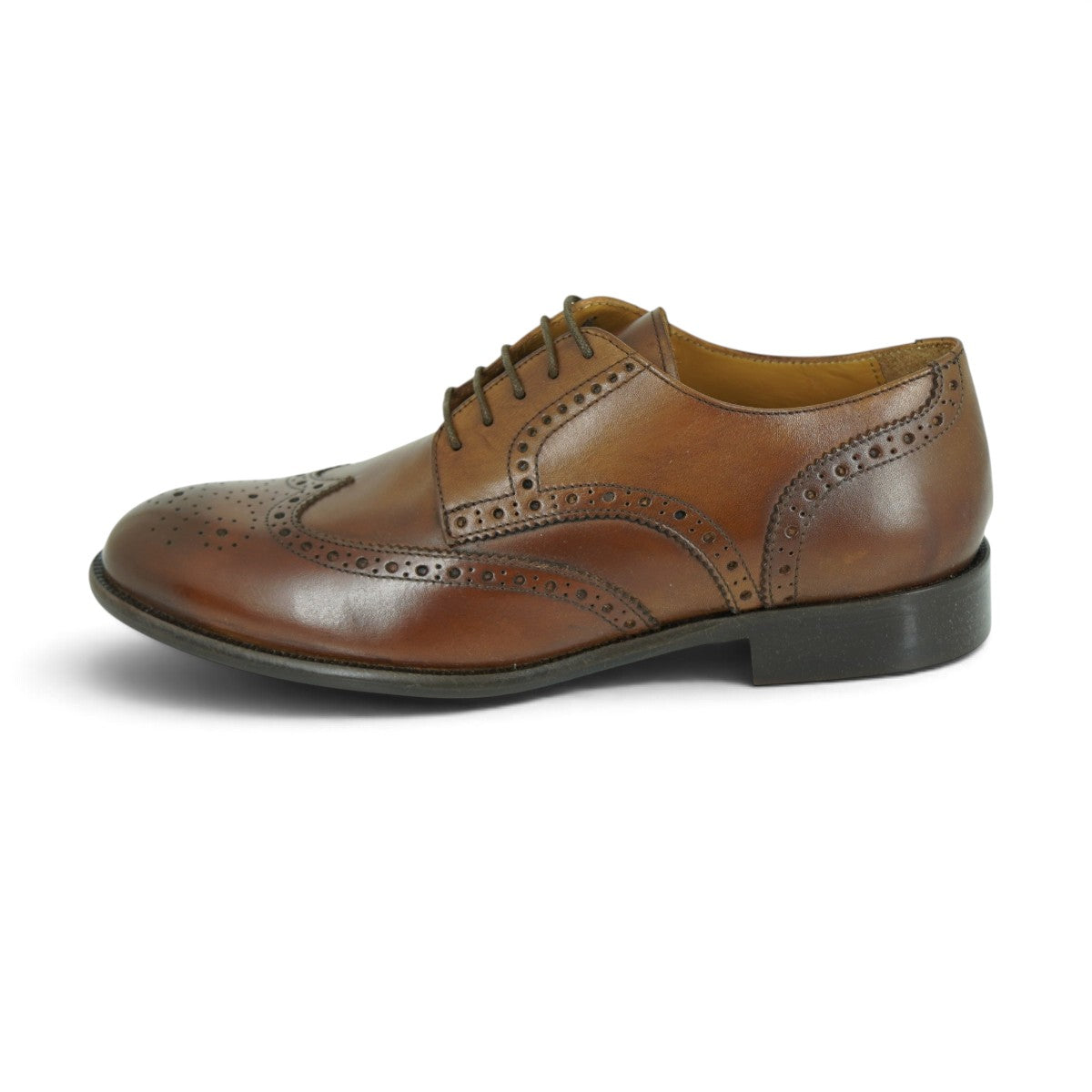 Martire Full Brogue Wingtip Derby in Warm Cognac
