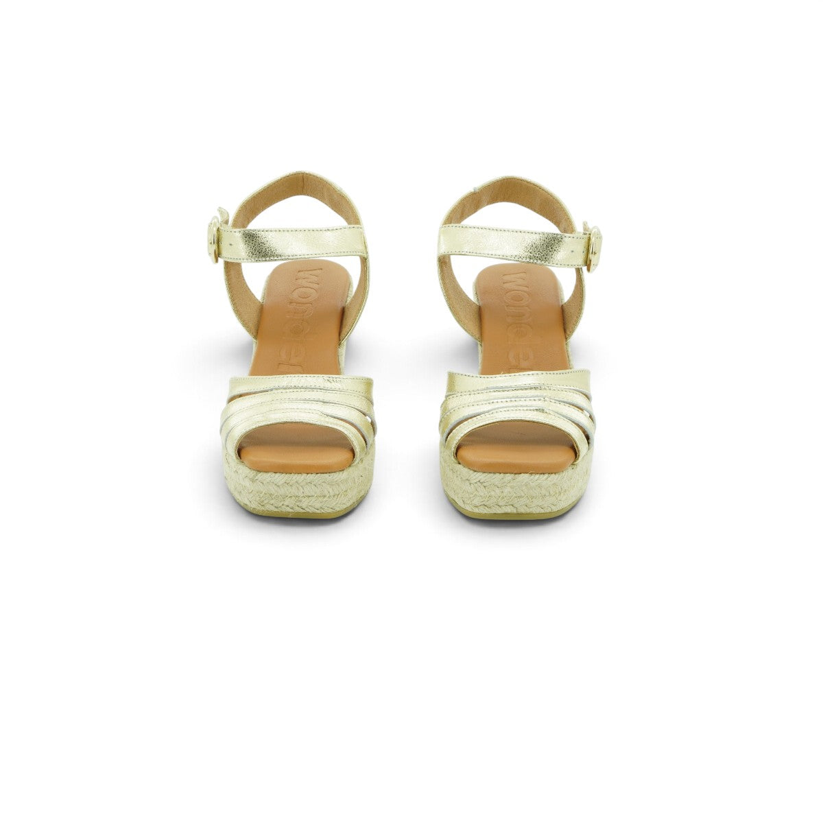Wonders Espadrille Wedge Sandal in Champagne Metallic