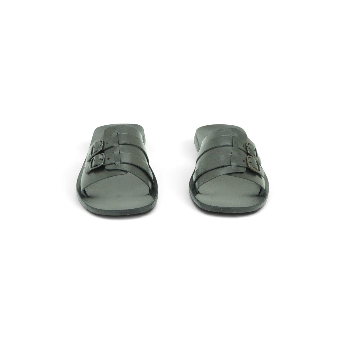 Zeus Double Buckle Slide in Glossy Black