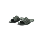 Zeus Double Buckle Slide in Glossy Black