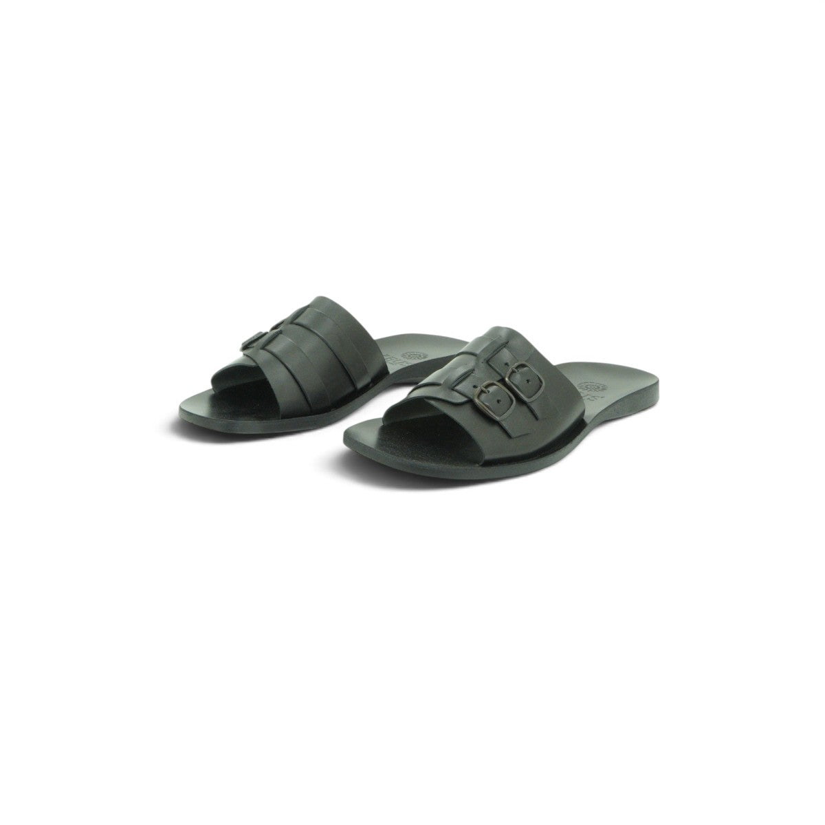 Zeus Double Buckle Slide in Glossy Black