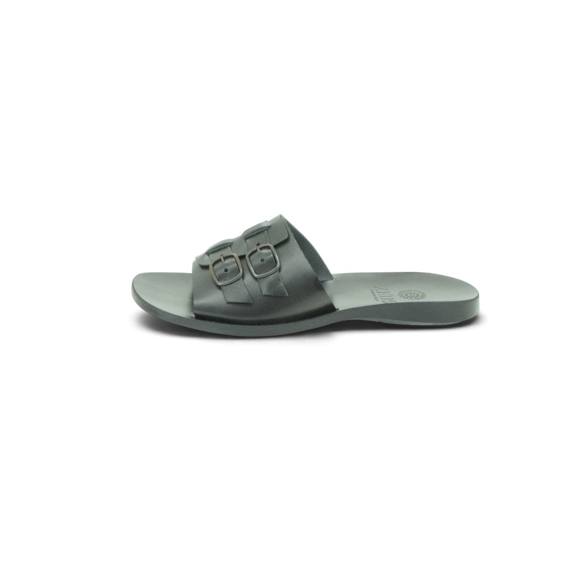 Zeus Double Buckle Slide in Glossy Black