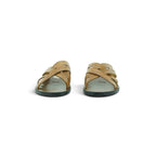 Zeus Woven Cross-strap Slide in Warm Tan
