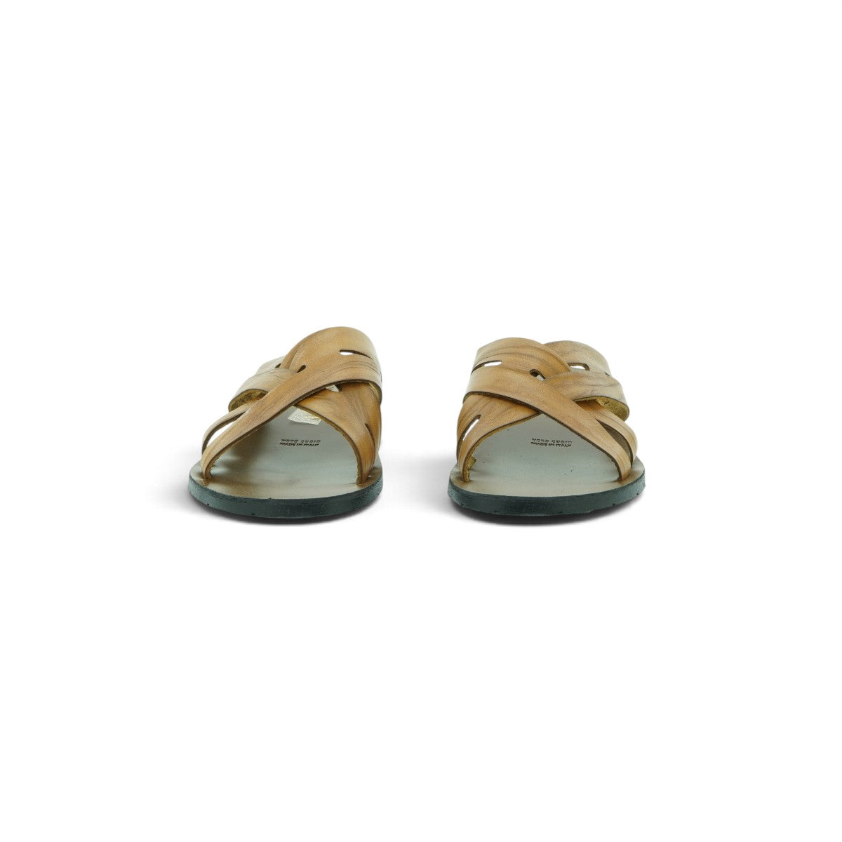 Zeus Woven Cross-strap Slide in Warm Tan
