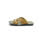 Zeus Woven Cross-strap Slide in Warm Tan