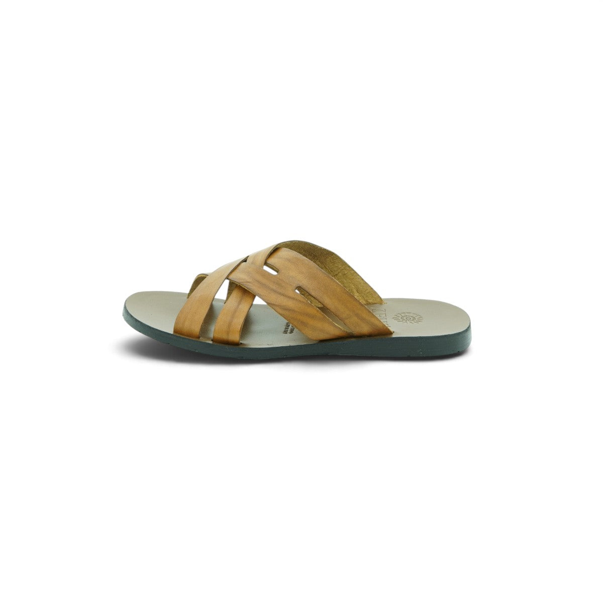 Zeus Woven Cross-strap Slide in Warm Tan