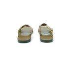 Zeus Woven Cross-strap Slide in Warm Tan
