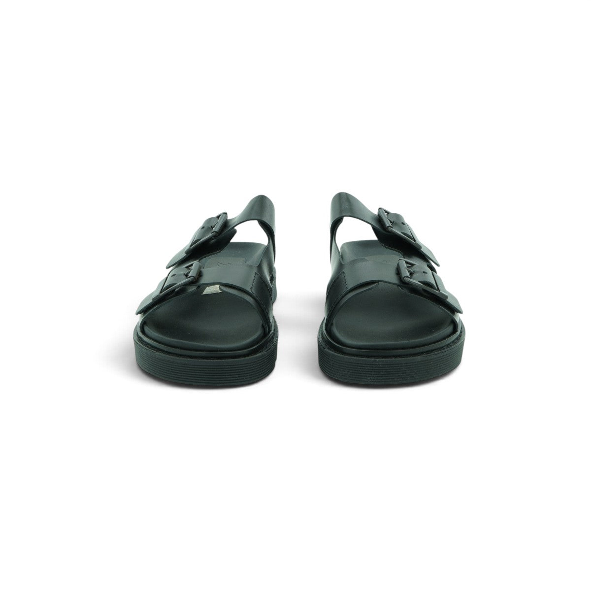 Zeus Double Buckle Sandal in Matte Black