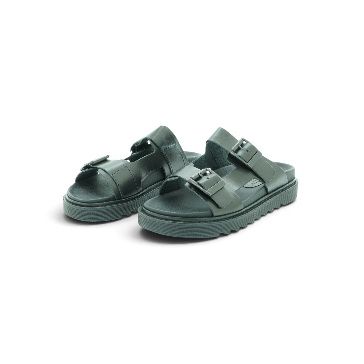 Zeus Double Buckle Sandal in Matte Black