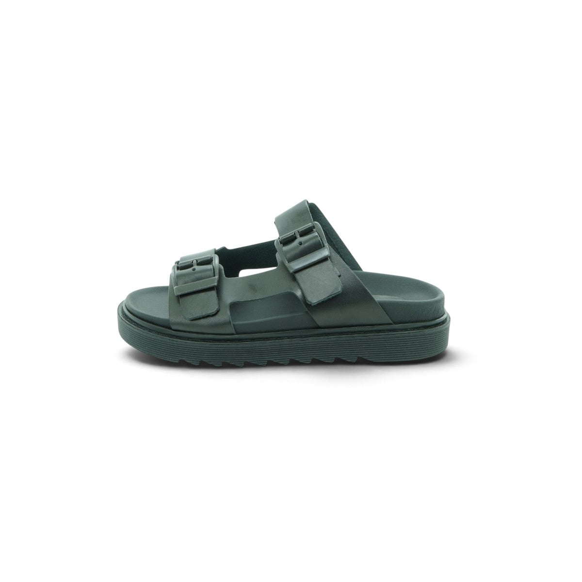 Zeus Double Buckle Sandal in Matte Black