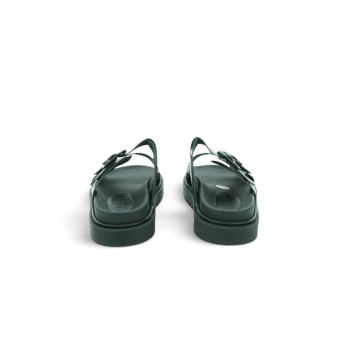 Zeus Double Buckle Sandal in Matte Black