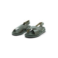Zeus Cross-strap Slingback Sandal in Deep Olive