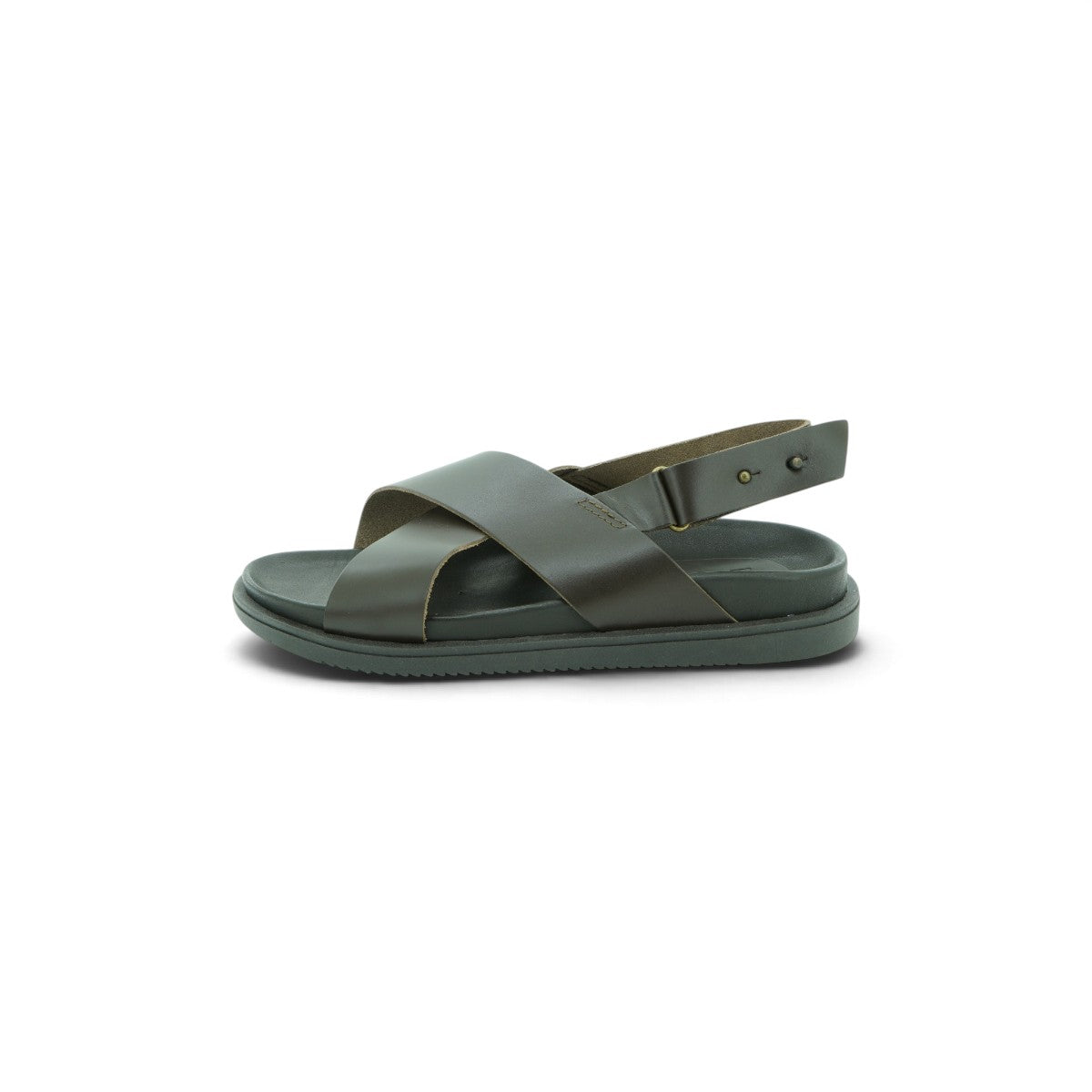 Zeus Cross-strap Slingback Sandal in Deep Olive