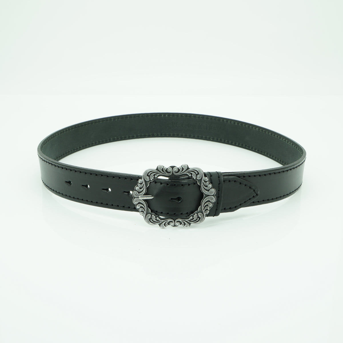 1 stitch black leather belt