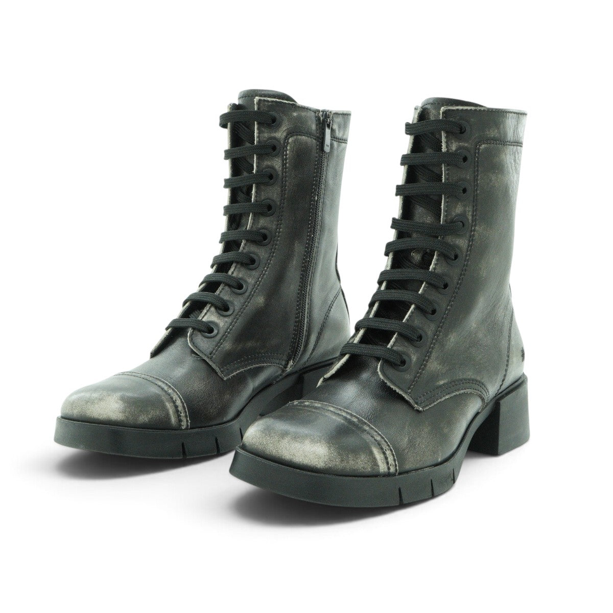 Art Mid-calf Biker Boot in Antique Distressed Black
