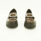 Art Platform Loafer in Glossy Croc-embossed Brown