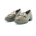 Art Platform Loafer in Glossy Croc-embossed Brown