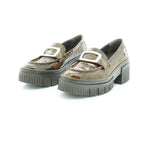 Art Platform Loafer in Glossy Croc-embossed Brown