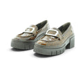 Art Platform Loafer in Glossy Croc-embossed Brown