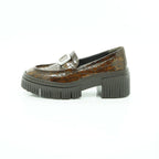 Art Platform Loafer in Glossy Croc-embossed Brown