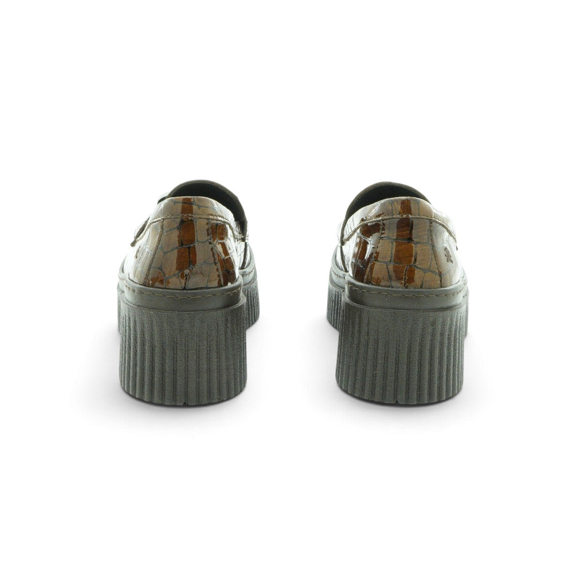 Art Platform Loafer in Glossy Croc-embossed Brown