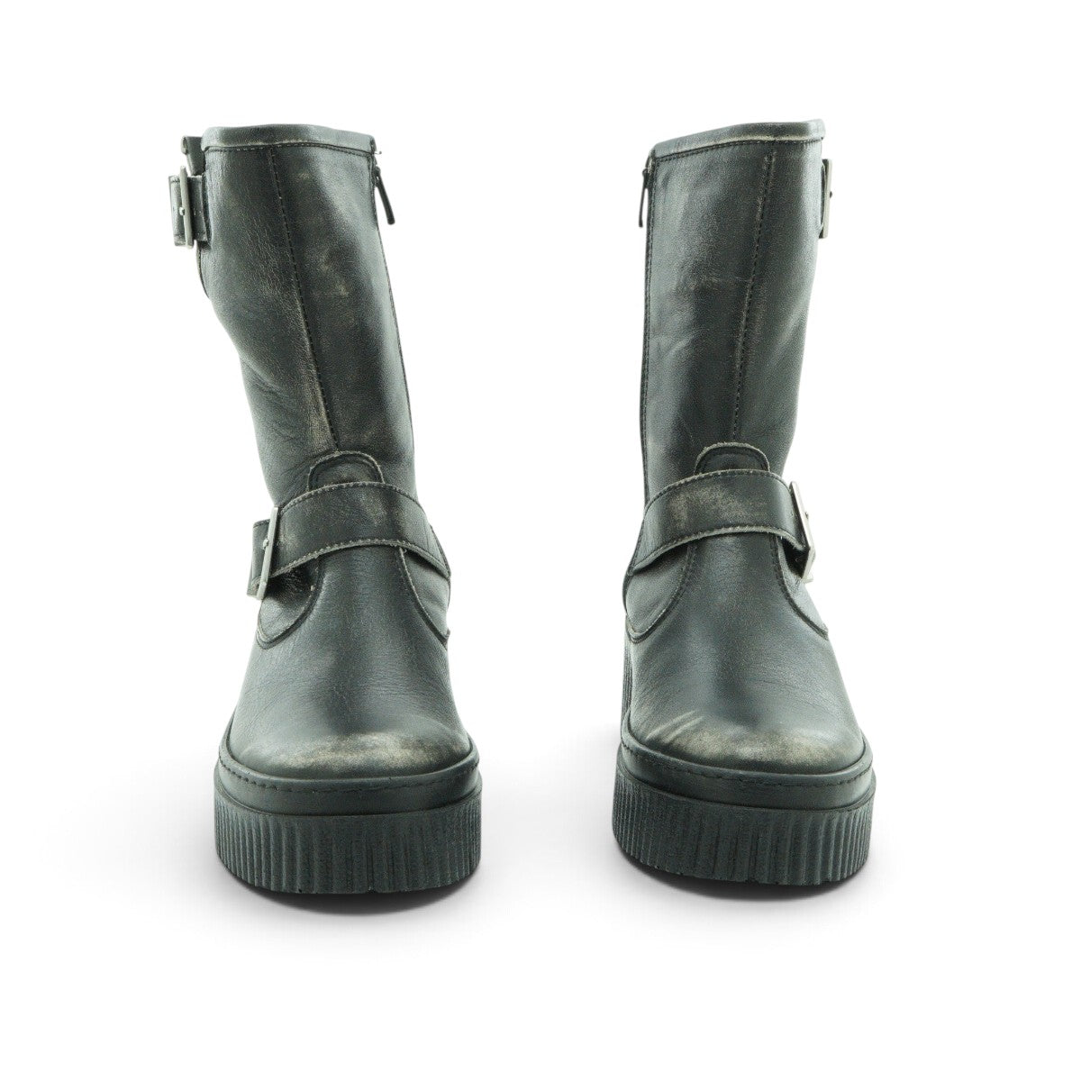 Art Mid-calf Biker Boot in Antique Distressed Black