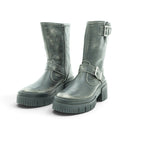 Art Mid-calf Biker Boot in Antique Distressed Black