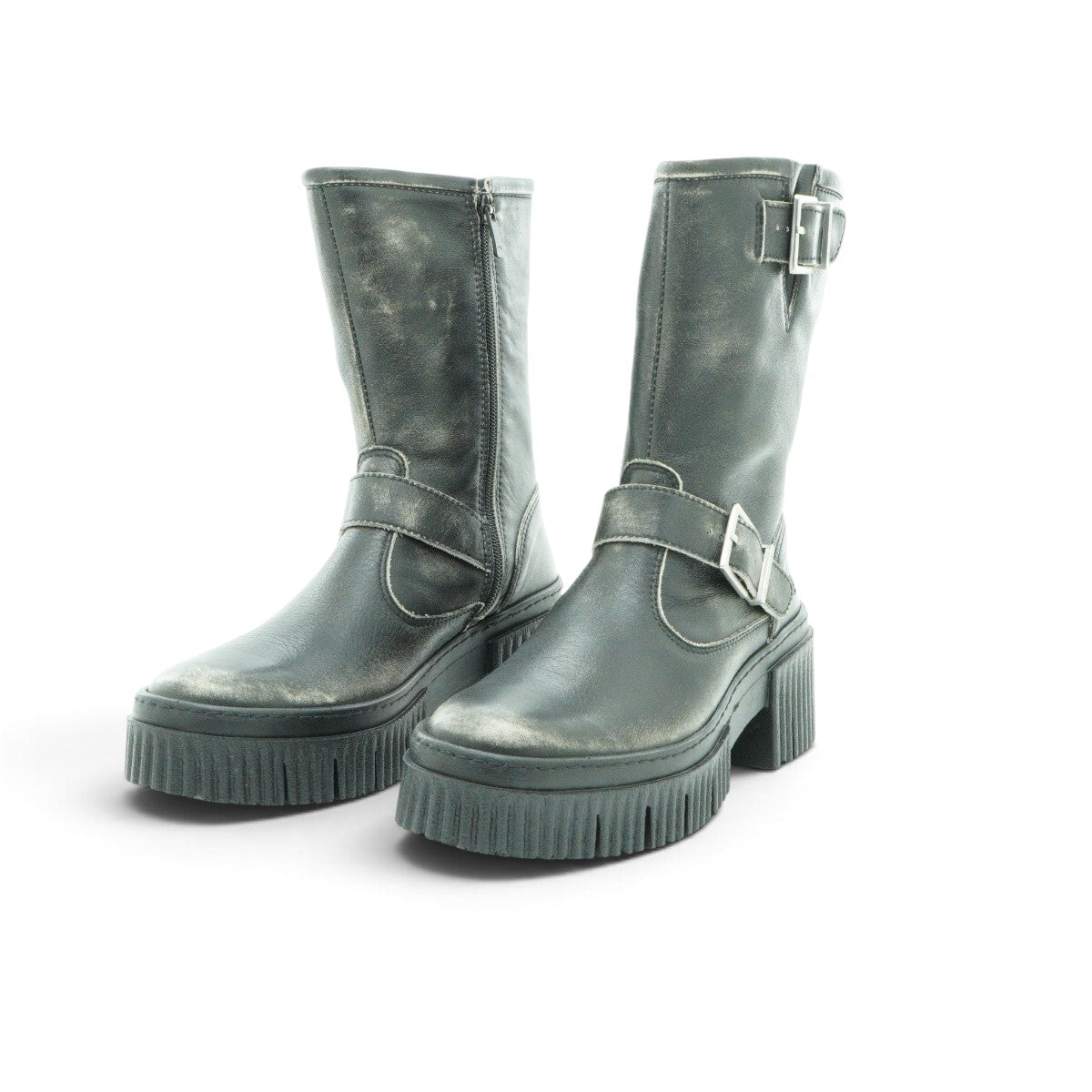 Art Mid-calf Biker Boot in Antique Distressed Black