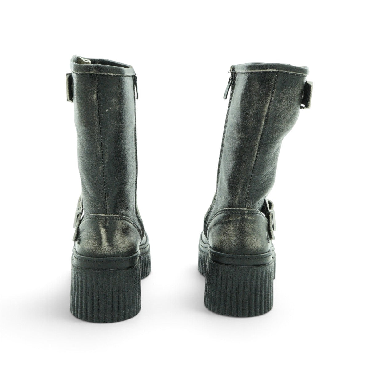 Art Mid-calf Biker Boot in Antique Distressed Black