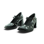 Art Studded Mary Jane Flat in Glossy