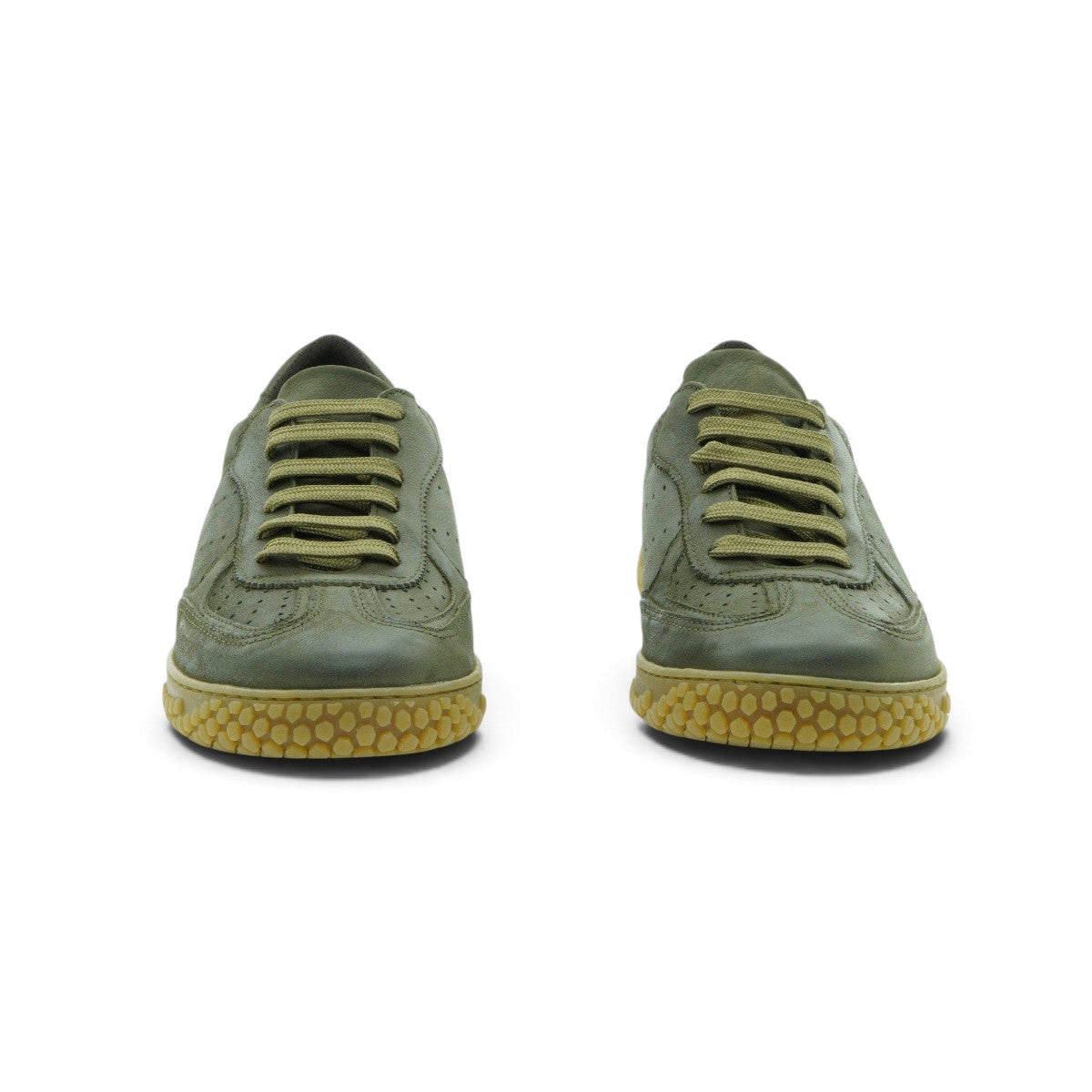 Art Brogue-detail Low-top Sneaker in Distressed Olive