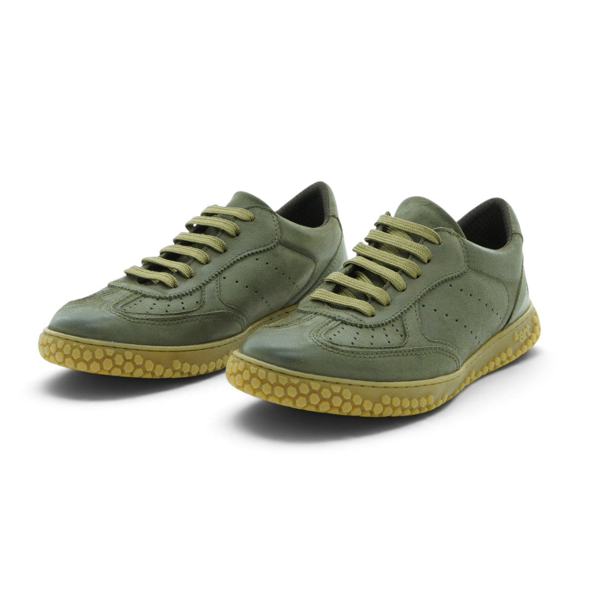Art Brogue-detail Low-top Sneaker in Distressed Olive