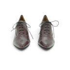 Audley Lace-up Oxford Heel in Smooth Plum