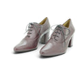 Audley Lace-up Oxford Heel in Smooth Plum