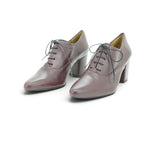 Audley Lace-up Oxford Heel in Smooth Plum