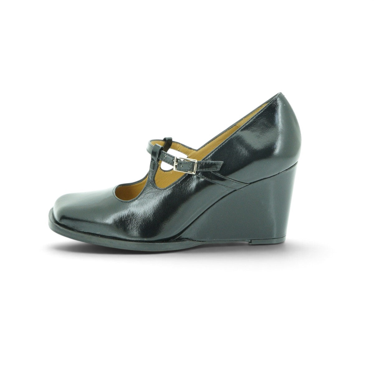 Audley Mary Jane Wedge in High-shine Burgundy