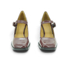Audley Mary Jane Wedge in High-shine Burgundy
