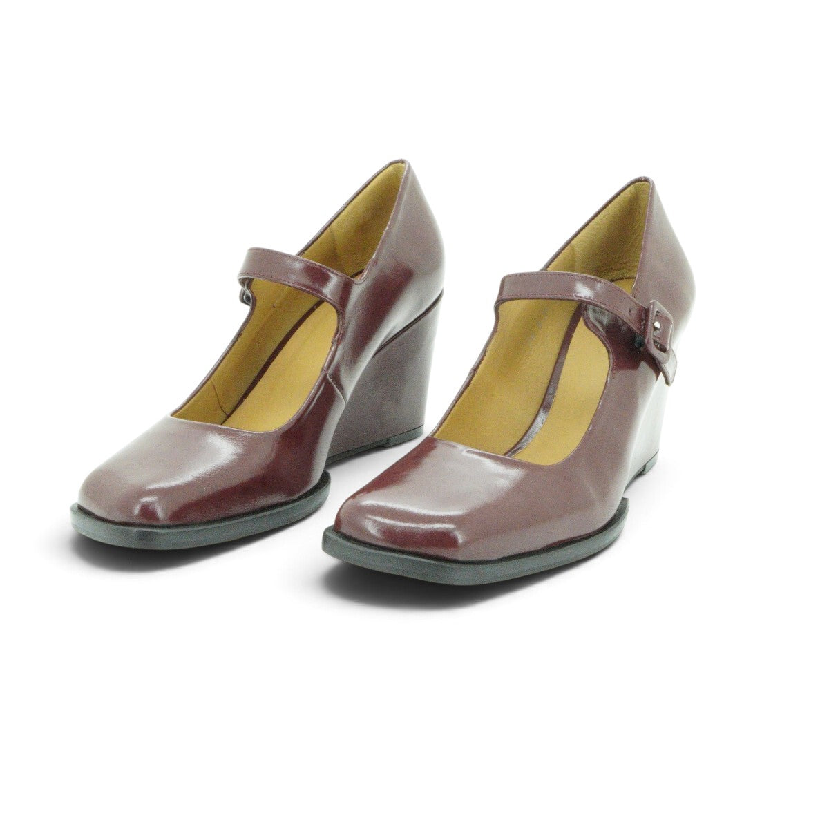 Audley Mary Jane Wedge in High-shine Burgundy