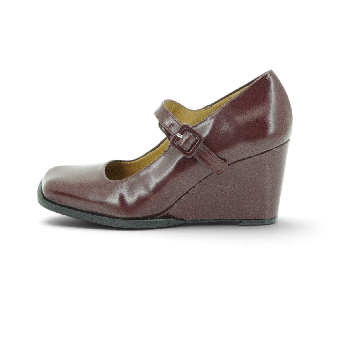 Audley Mary Jane Wedge in High-shine Burgundy