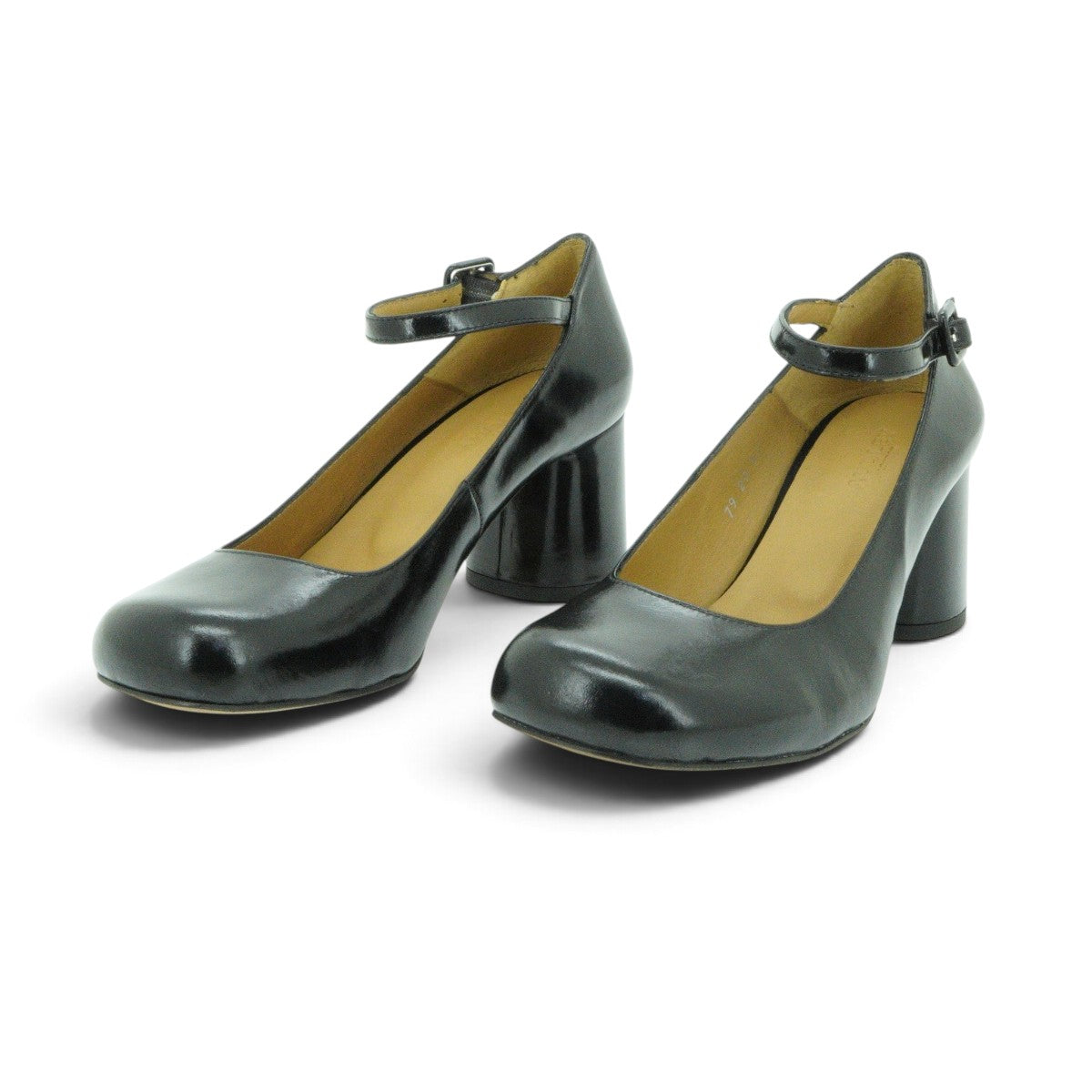 Audley Ankle Strap Court Heel in Smooth Black
