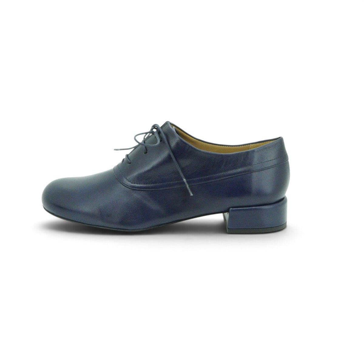 Audley Lace-up Oxford Low Heel in Smooth Navy