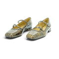 Audley Double-strap Mary Jane in Metallic Bronze Croc-embossed