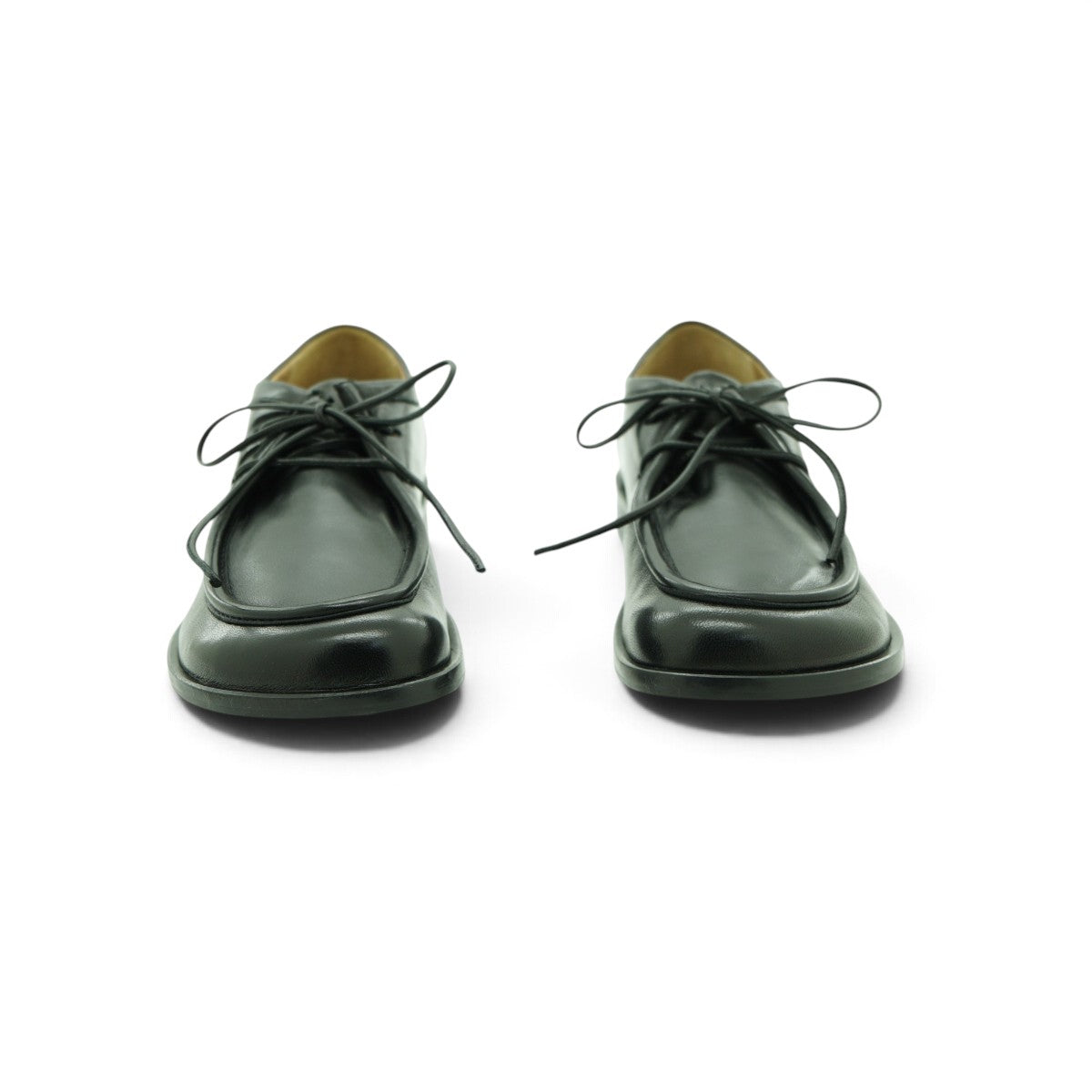 Audley Black Leather Apron-Toe Tyrolean Lace-Up Flat | 2026AUD14
