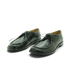Audley Black Leather Apron-Toe Tyrolean Lace-Up Flat | 2026AUD14