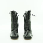 Audley Lace-up Wedge Ankle Boot in Smooth Black