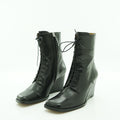 Audley Lace-up Wedge Ankle Boot in Smooth Black